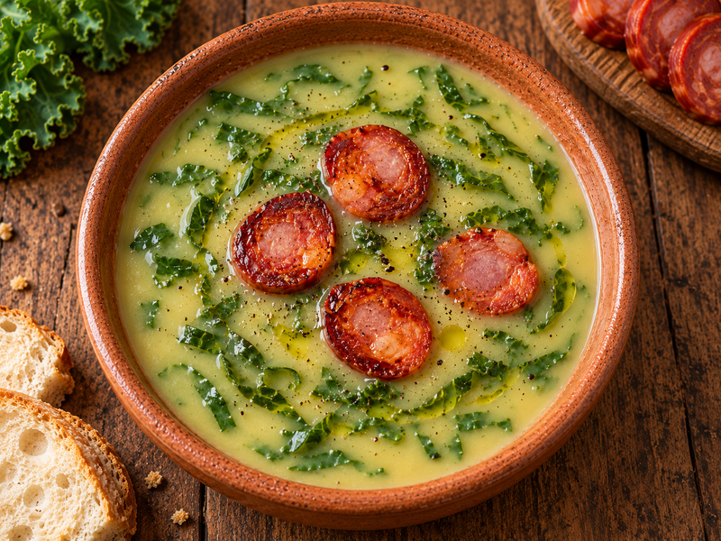 Caldo verde com feijão branco